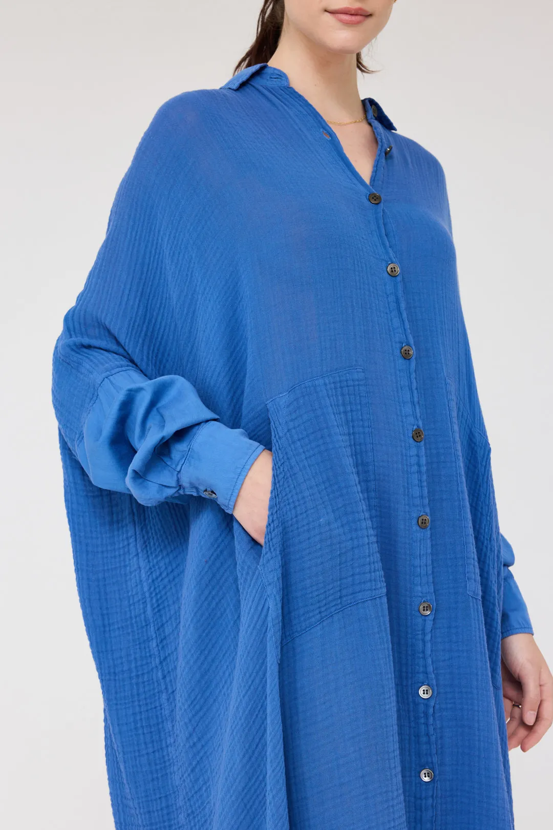 Gauze Dusty Blue Caftan Dress