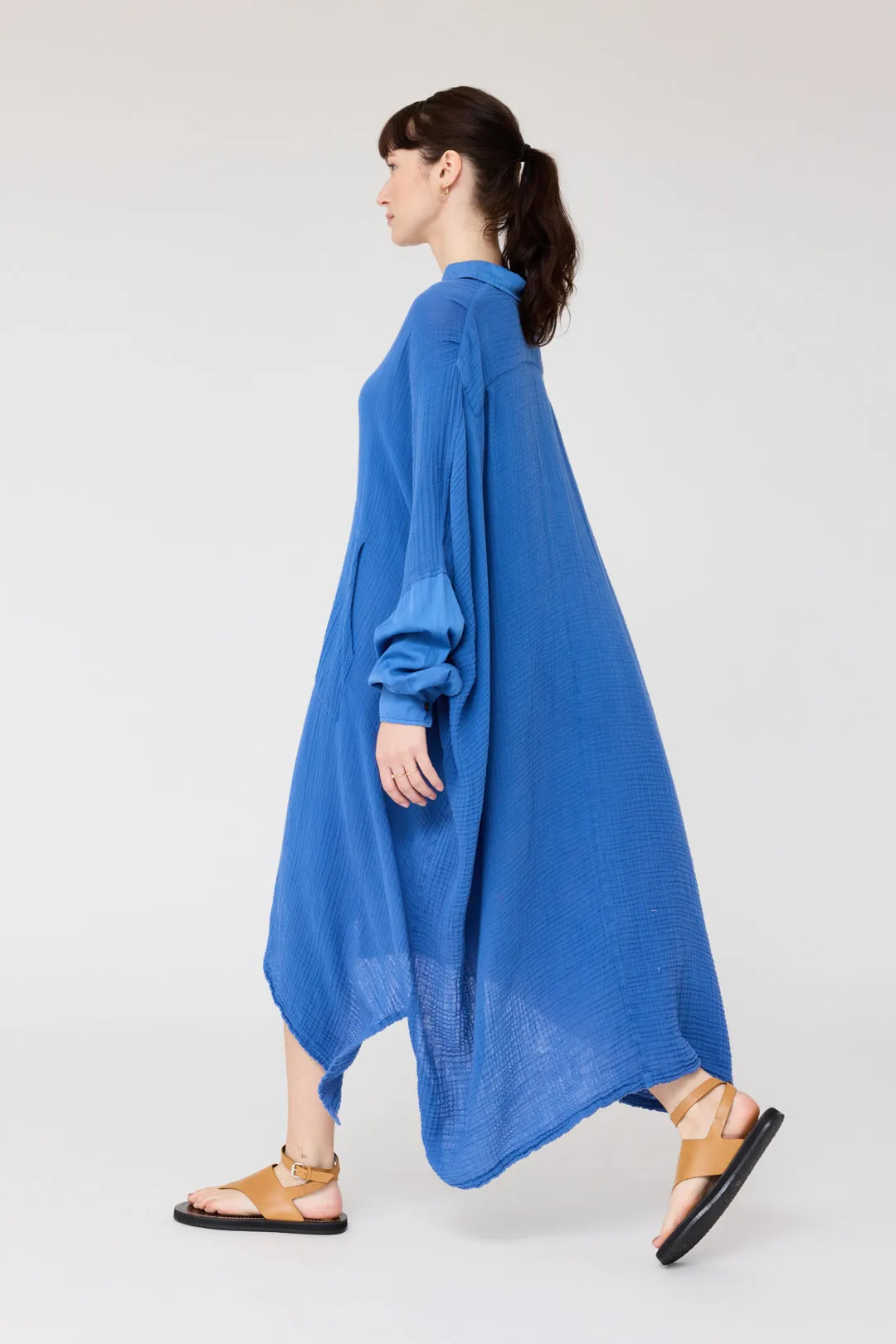 Gauze Dusty Blue Caftan Dress