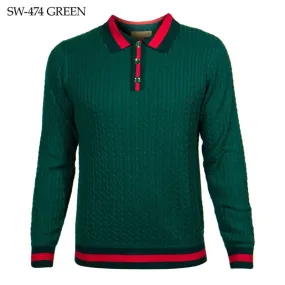 Green prestige polo men's sweater long sleeve fashion design