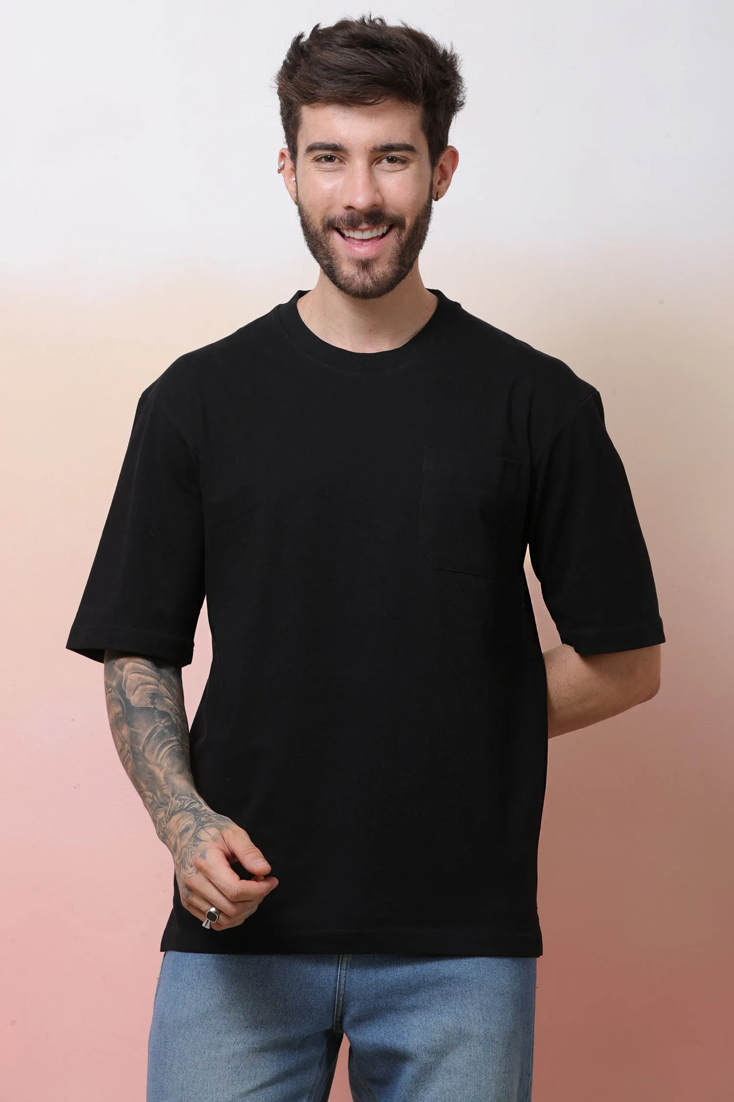 Halfsleeve Black 200 GSM Pure Cotton Plain T-Shirt