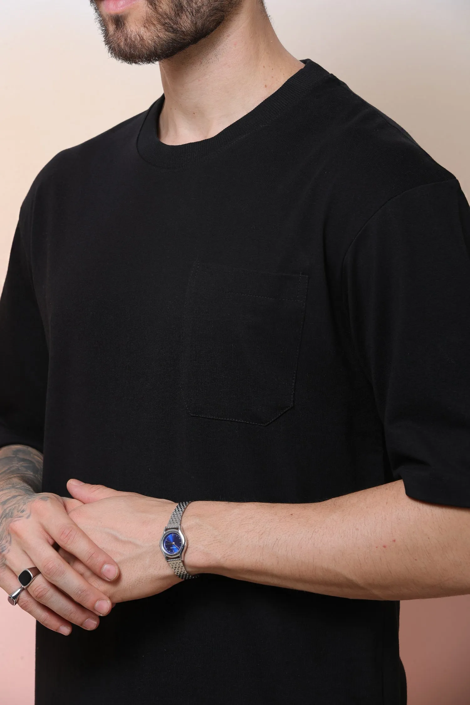Halfsleeve Black 200 GSM Pure Cotton Plain T-Shirt