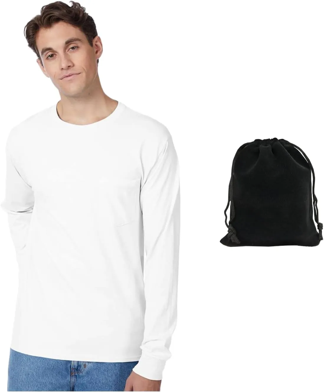 Hanes Men's Long Sleeve T-Shirt, 100% Cotton, Tagless Comfort, Classic Fit, Breathable, Soft Crewneck