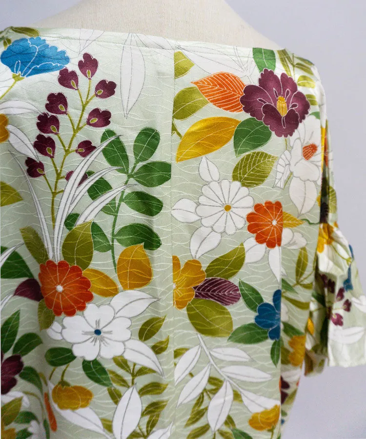 Japanese Antique Kimono Dress / Floral Dress / Japanese Style Party Dress / Kimono Remake Dress / Elegant One Of A Kind Dress