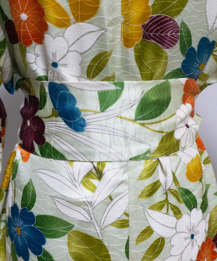 Japanese Antique Kimono Dress / Floral Dress / Japanese Style Party Dress / Kimono Remake Dress / Elegant One Of A Kind Dress