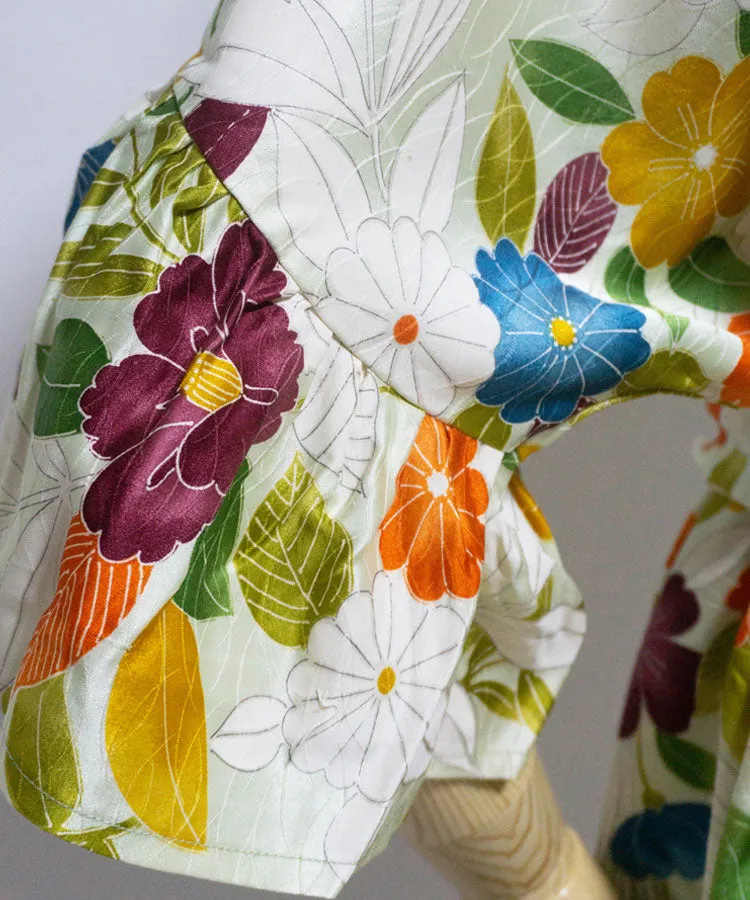 Japanese Antique Kimono Dress / Floral Dress / Japanese Style Party Dress / Kimono Remake Dress / Elegant One Of A Kind Dress