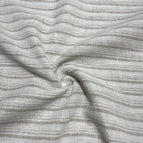 Khaki & Off White Stripes Print Cotton Linen Fabric 18446