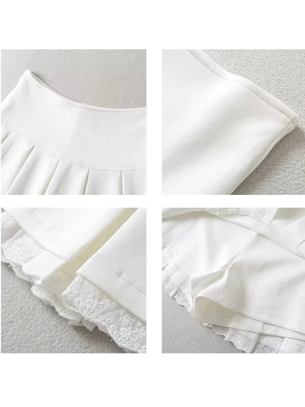 Lace trim soft mini skirt