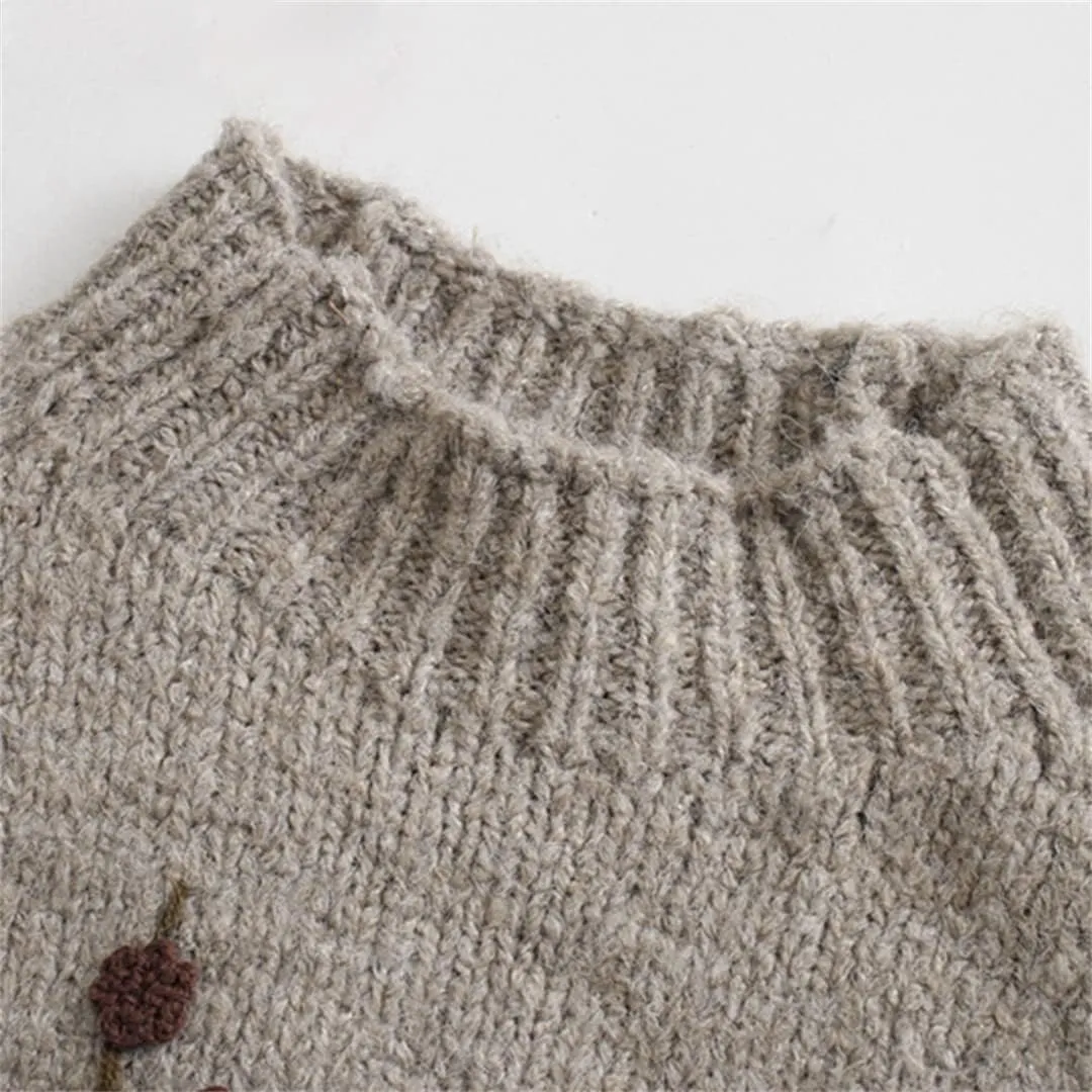 Ladies Beaded Floral Turtleneck Sweater Sweater Women Elegant Oversized Sweater Chic Tops