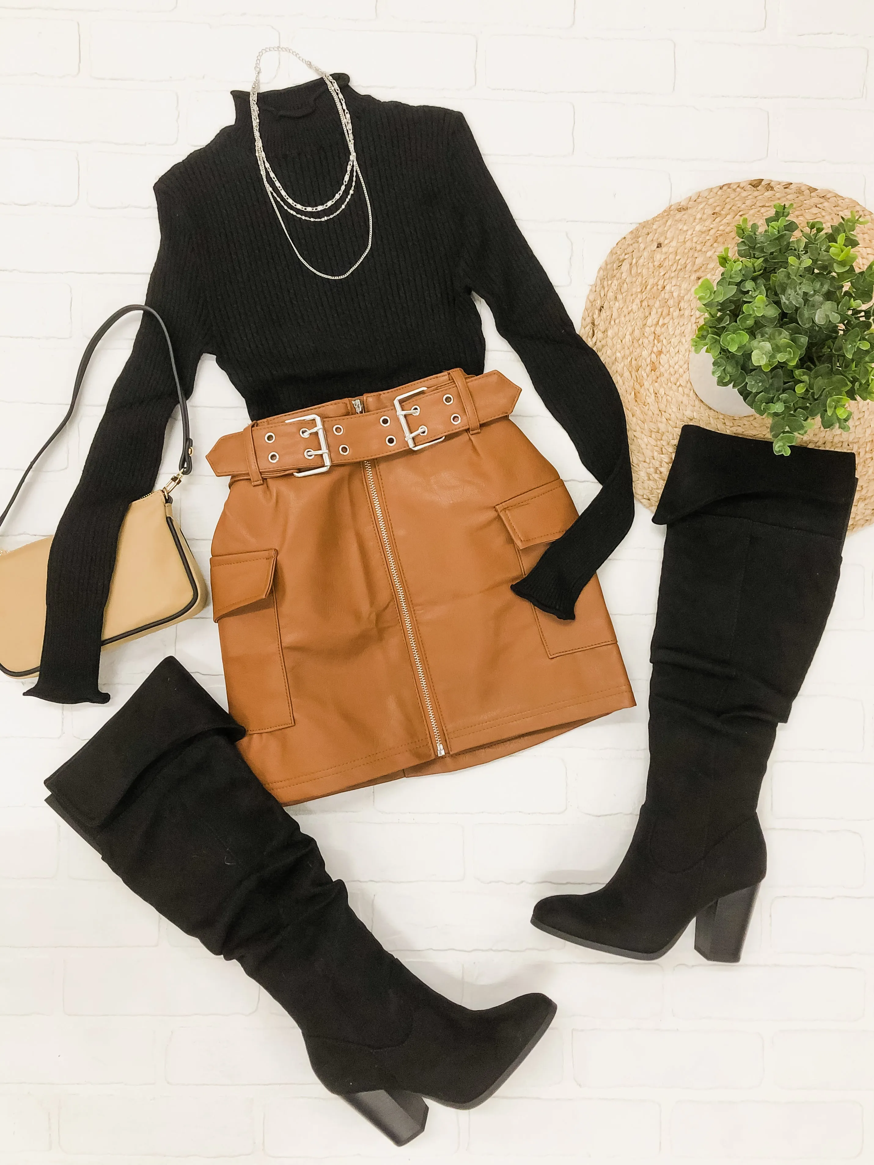 Leather Buckle Skirt