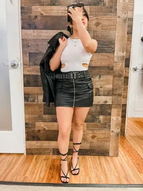Leather Buckle Skirt