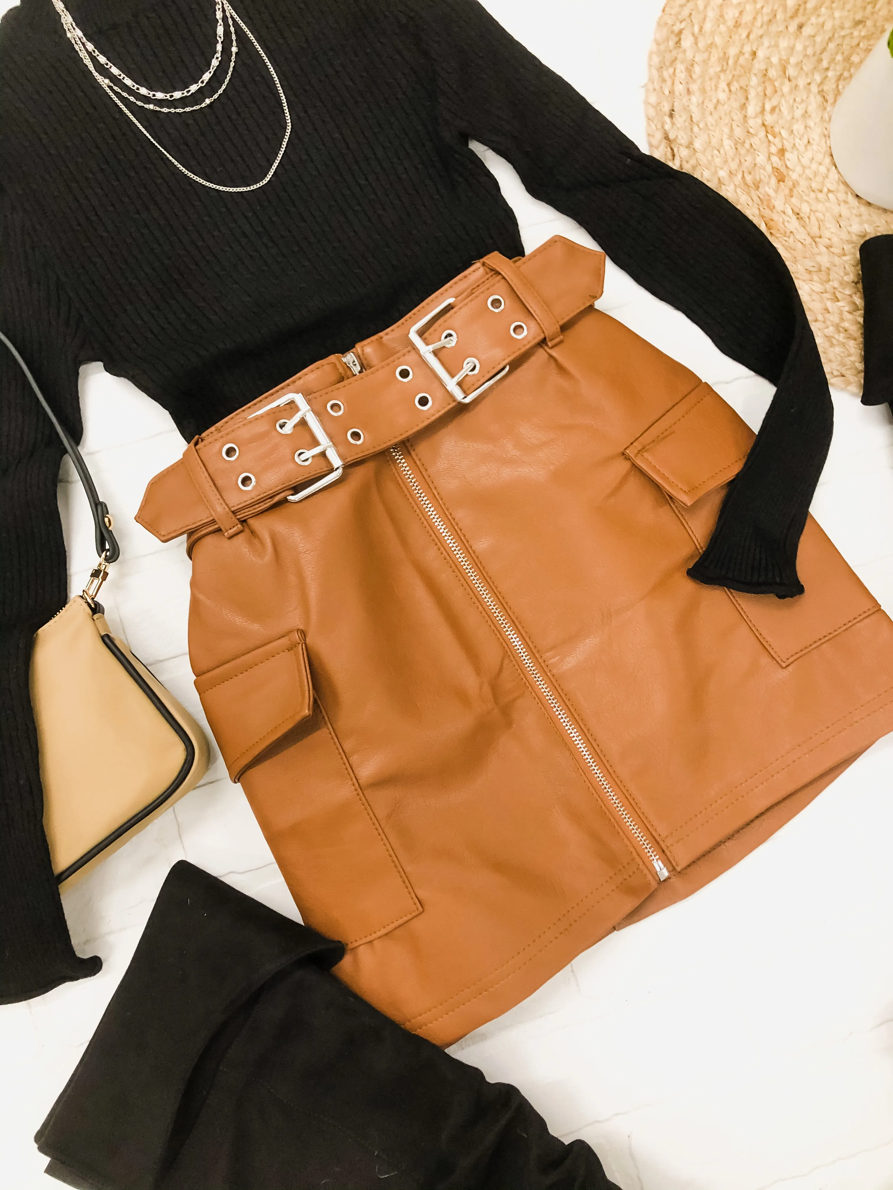 Leather Buckle Skirt