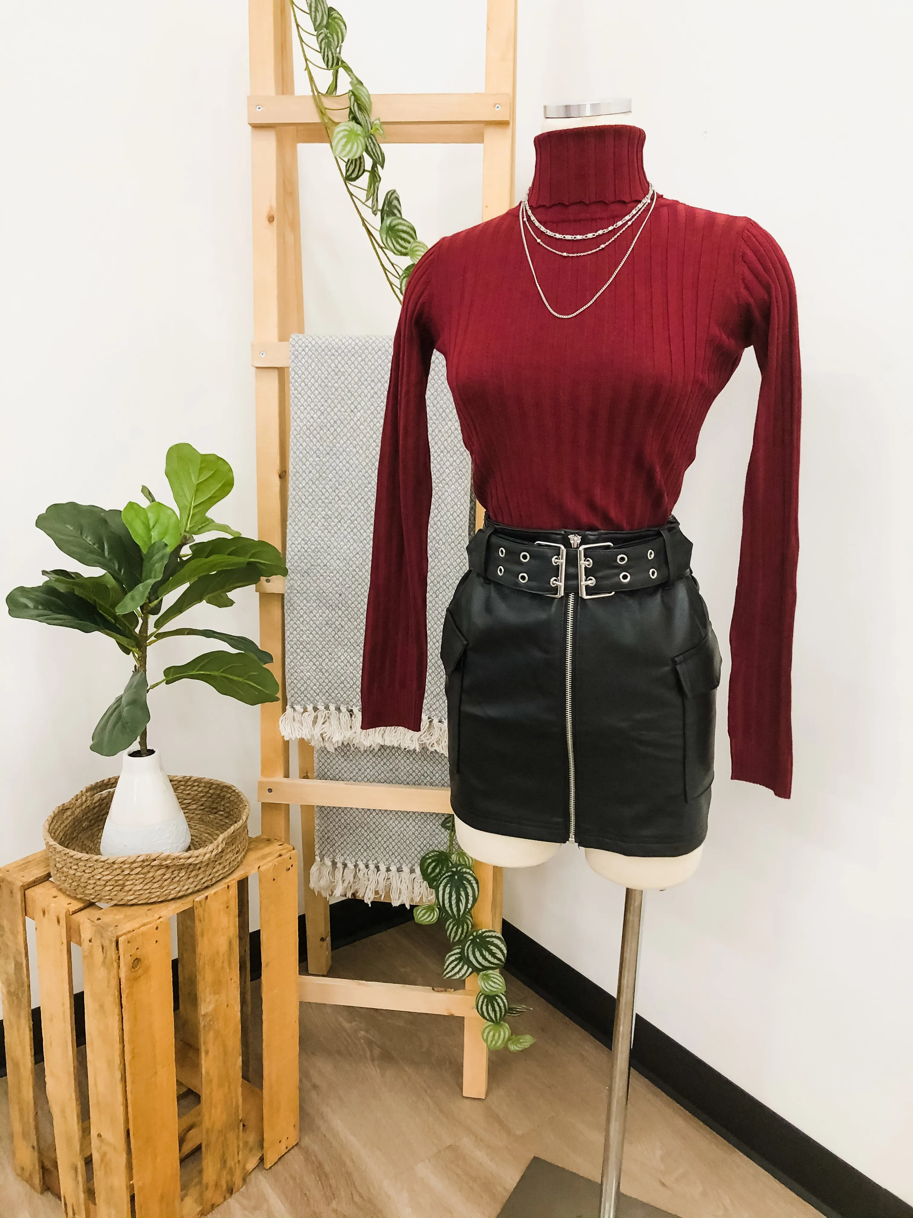 Leather Buckle Skirt