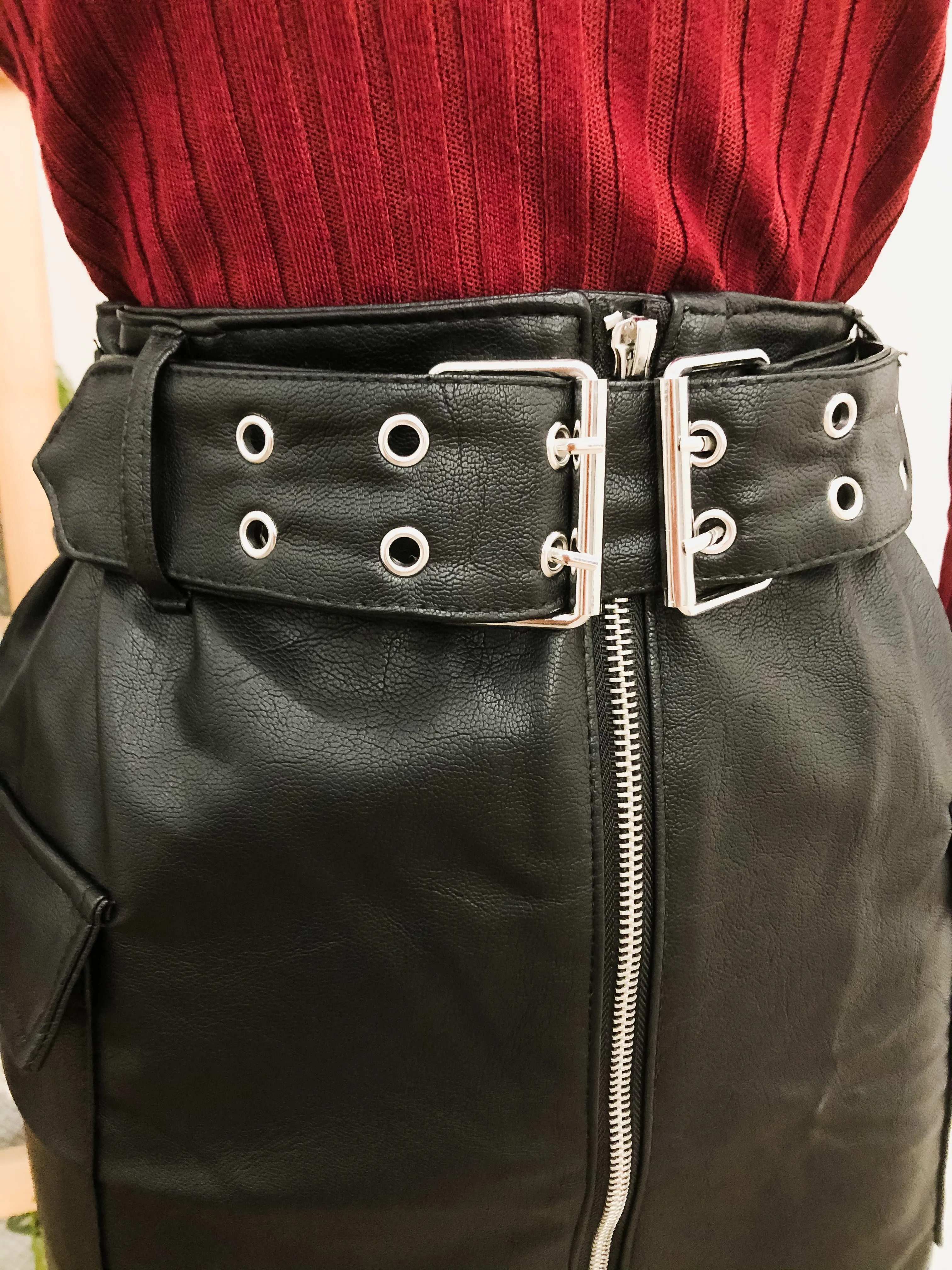 Leather Buckle Skirt