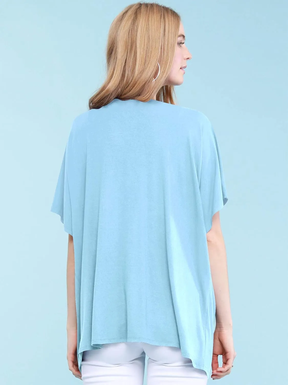 Made By Johnny Women's Kimono Style Short Sleeve Dolman Cardigan - Lightweight Open Front Summer Cover-Up