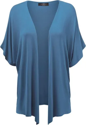 Made By Johnny Women's Kimono Style Short Sleeve Dolman Cardigan - Lightweight Open Front Summer Cover-Up