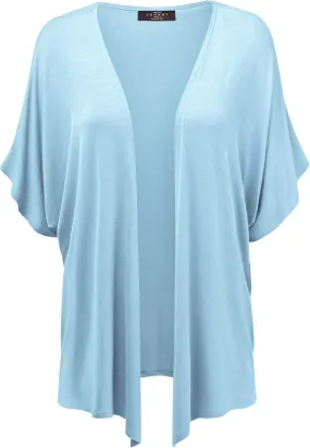 Made By Johnny Women's Kimono Style Short Sleeve Dolman Cardigan - Lightweight Open Front Summer Cover-Up