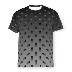 Men’s Grey Gradient Rectangles T-Shirt – Breathable Mesh (S-5XL)