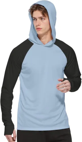 Mens Sun Protection Shirt Ice Silk Raglan Long Sleeve Lightweight Breathable Rash Guard SPF/UV Fishing Shirt