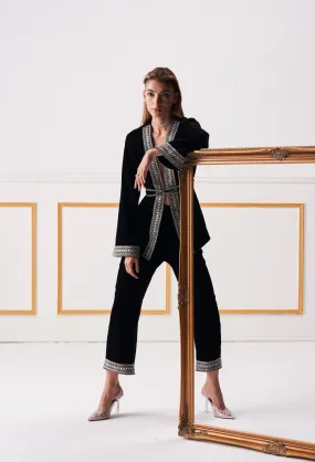 METALLIC KIMONO STYLE VELVET SET
