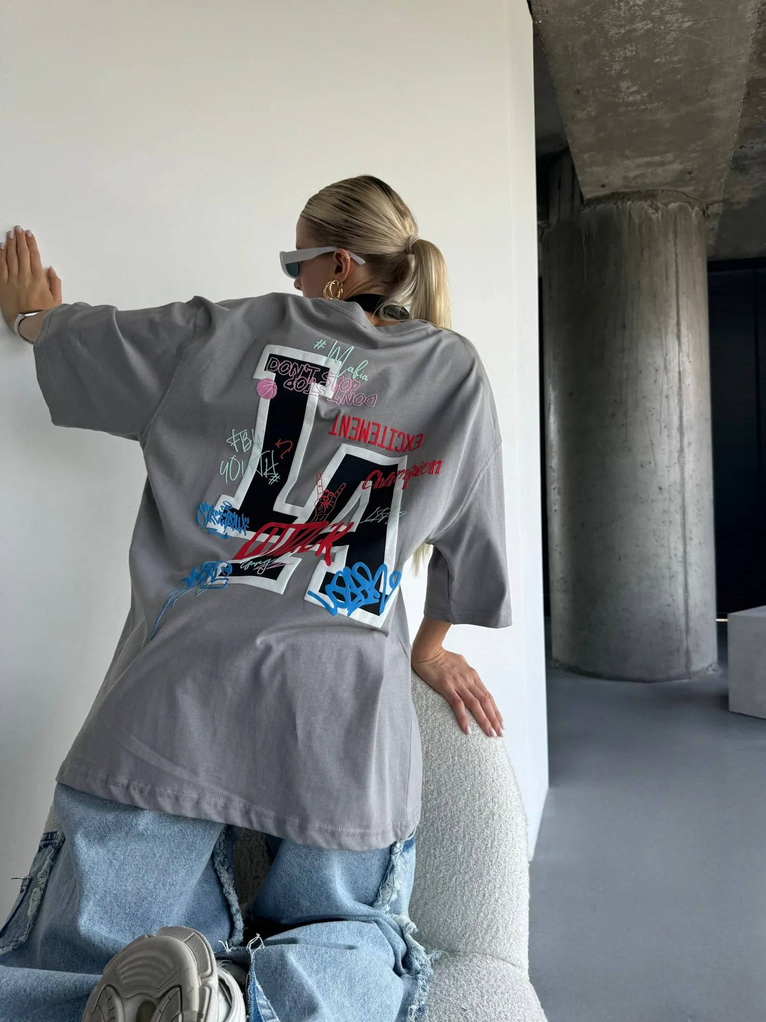 Oversize L.A T-shirt - Grey