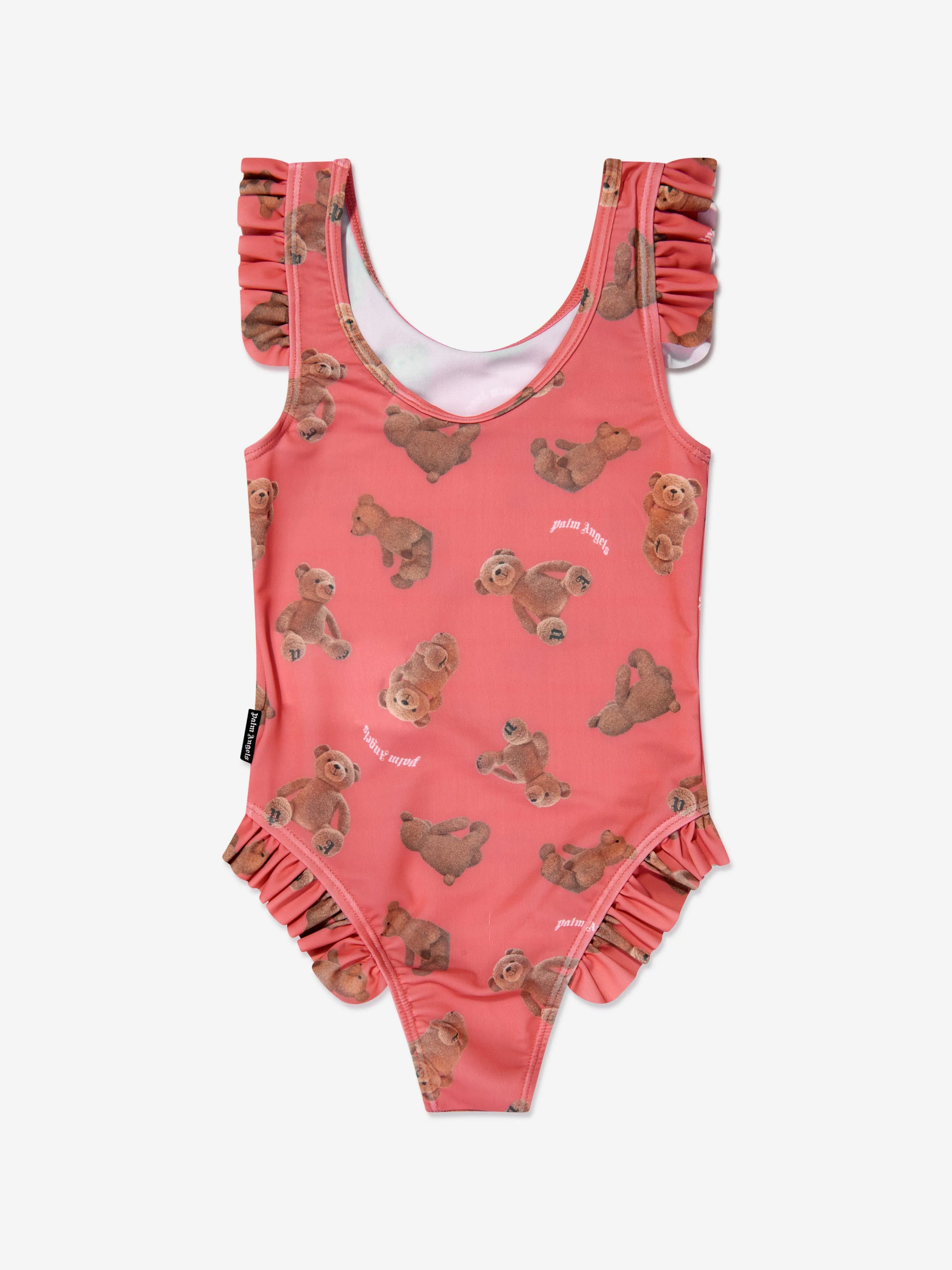Palm Angels Girls AOP PA Bears Swimsuit in Coral