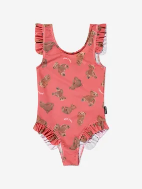 Palm Angels Girls AOP PA Bears Swimsuit in Coral