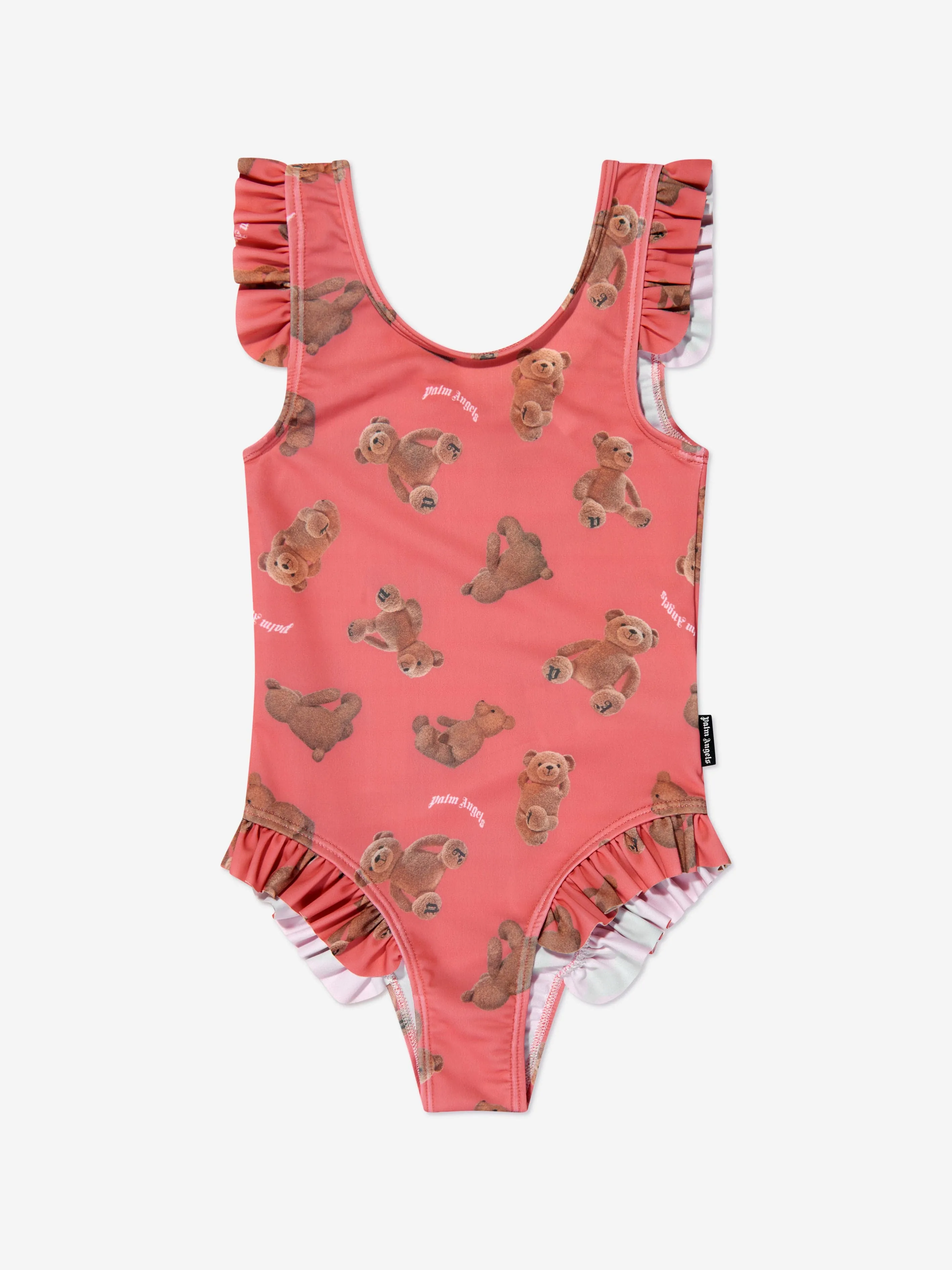 Palm Angels Girls AOP PA Bears Swimsuit in Coral