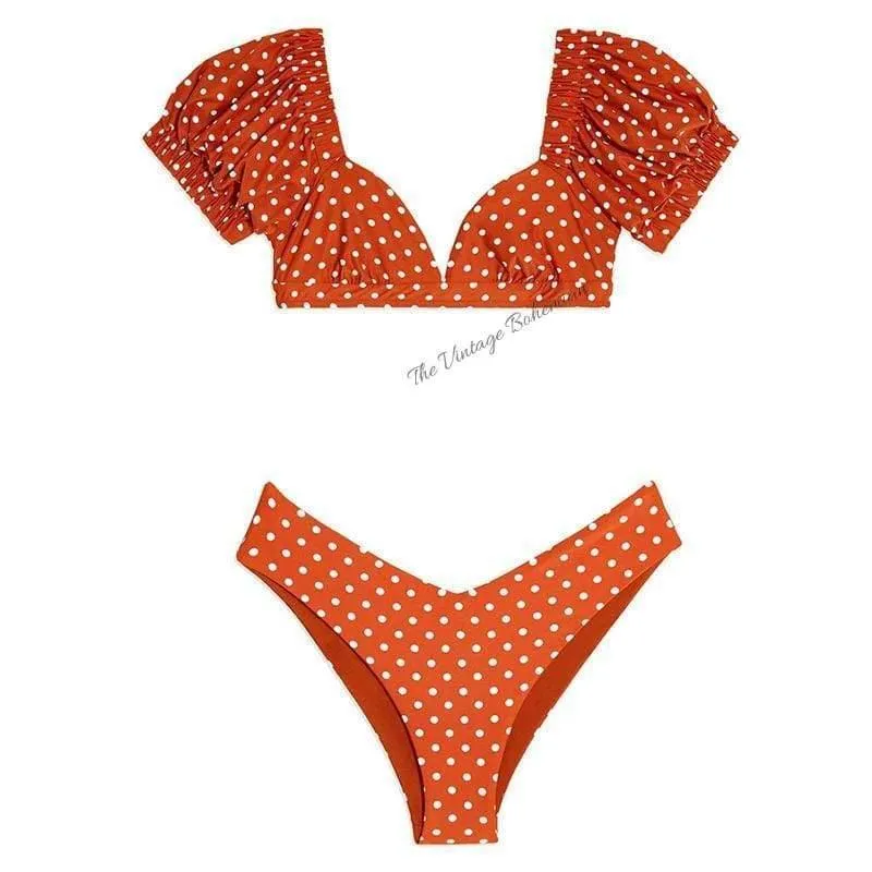 Penelope Off The Shoulder Vintage Style Bikini Set