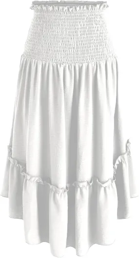 Pleated Skirts for Women Elegant High Waist a Line Skirt Fall Winter Casual Loose Fit Midi Skirt Trendy Long Skirt