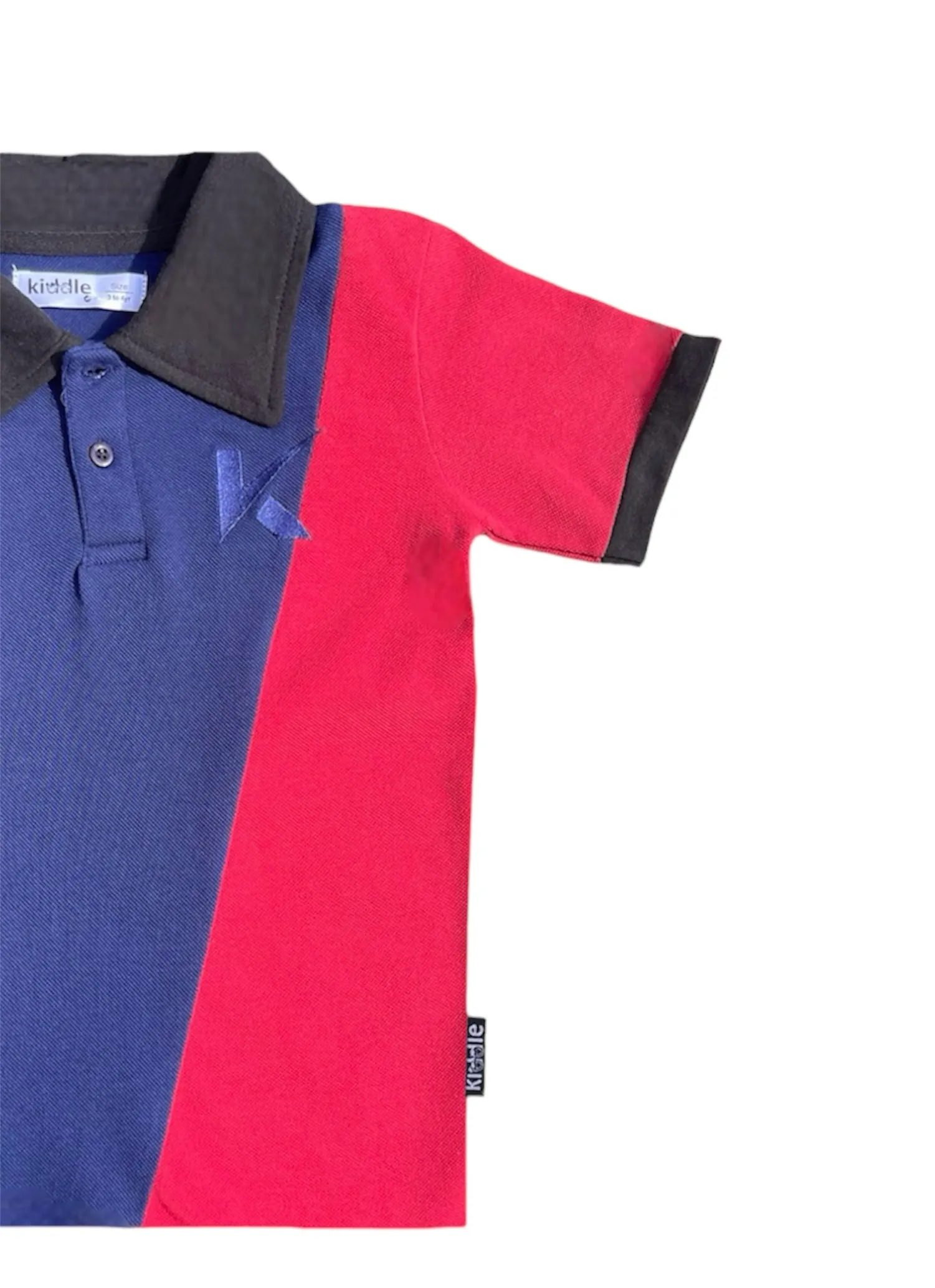 Polo Shirt Red & Navy Blue With Black Collar