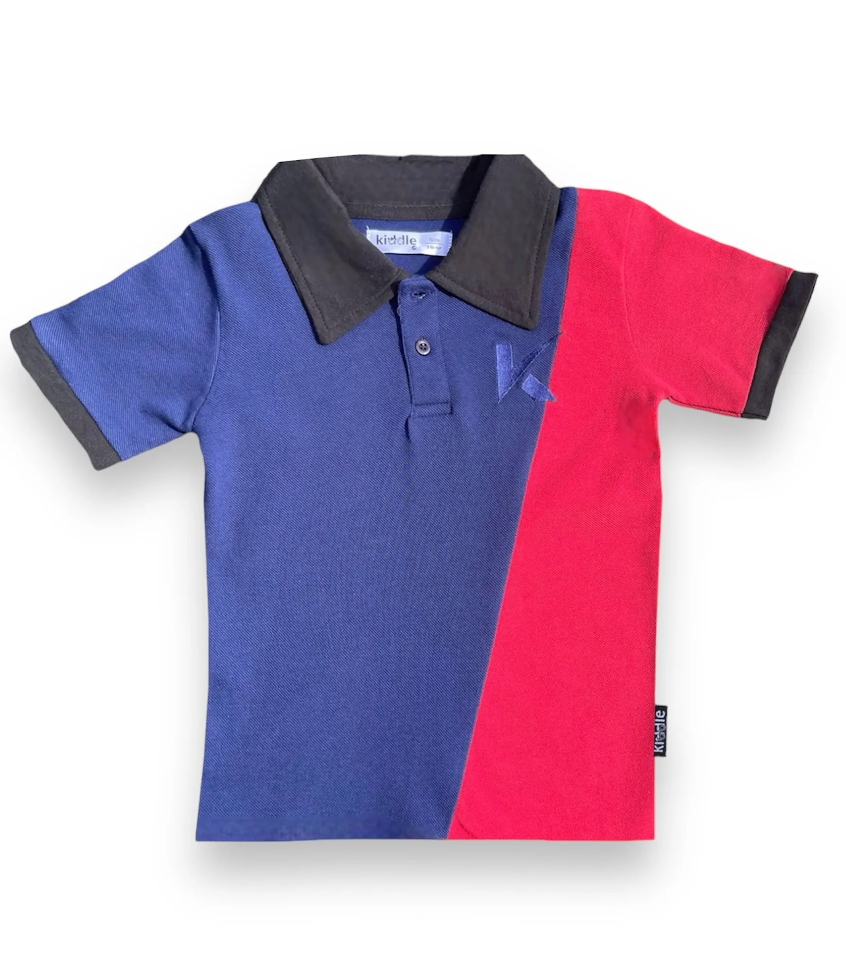 Polo Shirt Red & Navy Blue With Black Collar