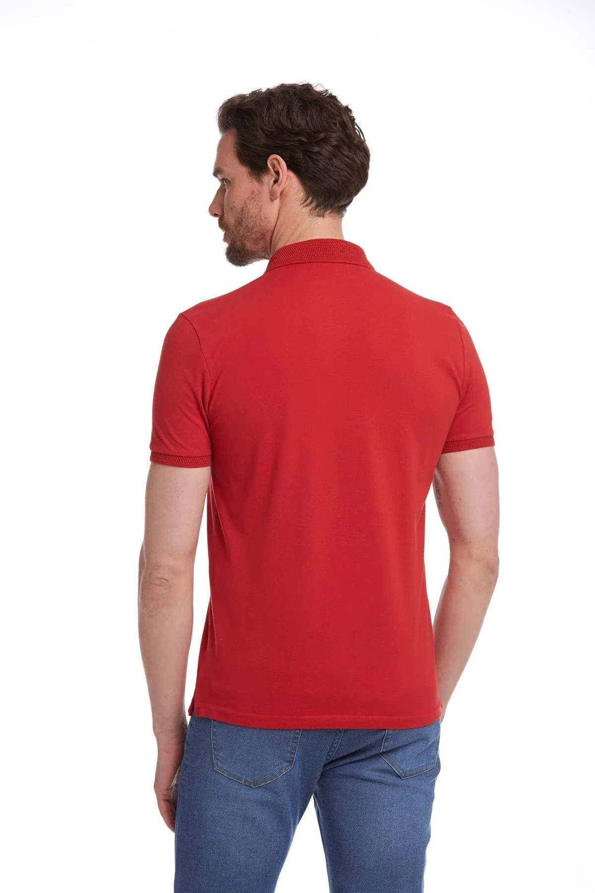 Regular Fit Red Basic Cotton Polo T-Shirt