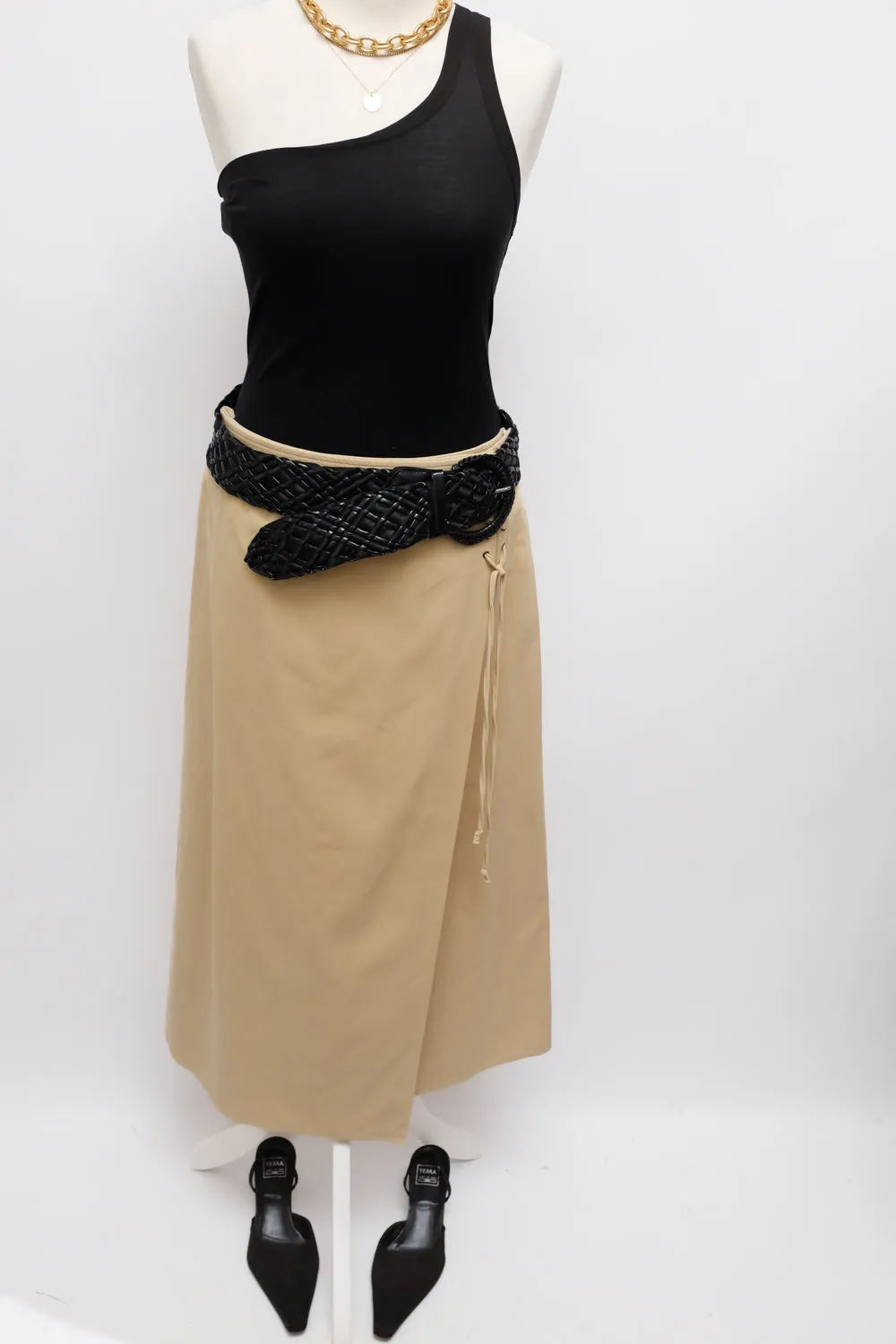 RENÉ LEZARD WRAP COTTON LOW WAIST SKIRT