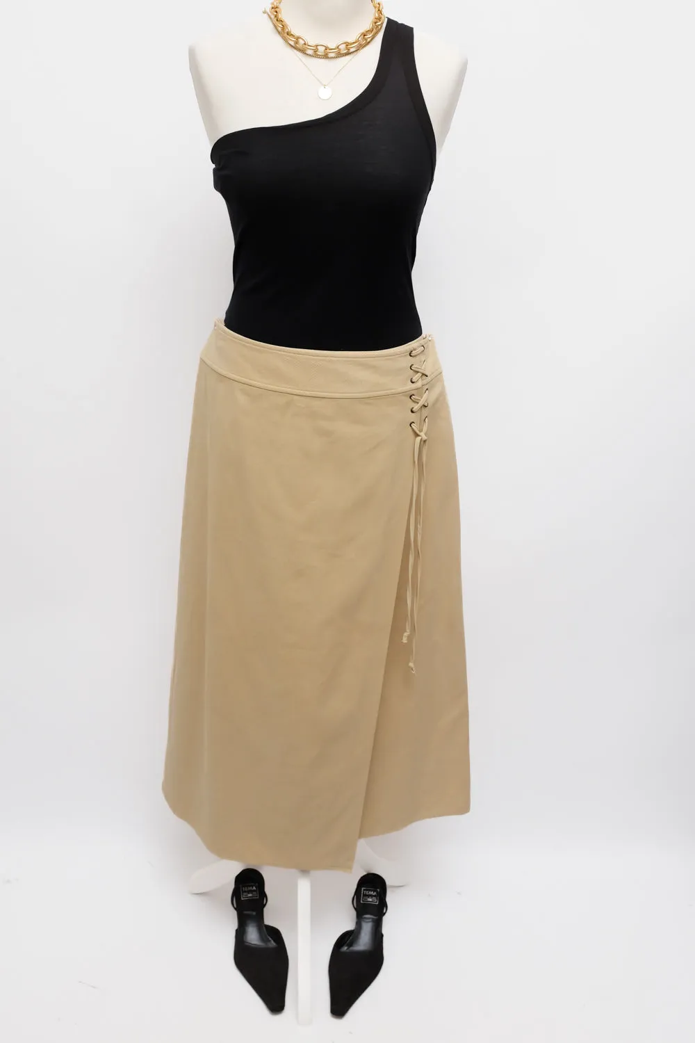 RENÉ LEZARD WRAP COTTON LOW WAIST SKIRT