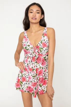 Rouched Front Flowy Skirted Swimsuit