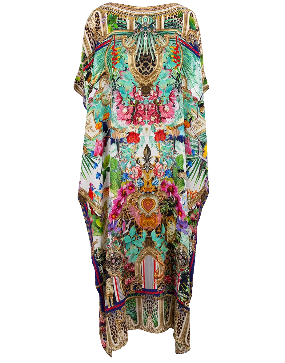 Round Neck Printed Silk Caftan