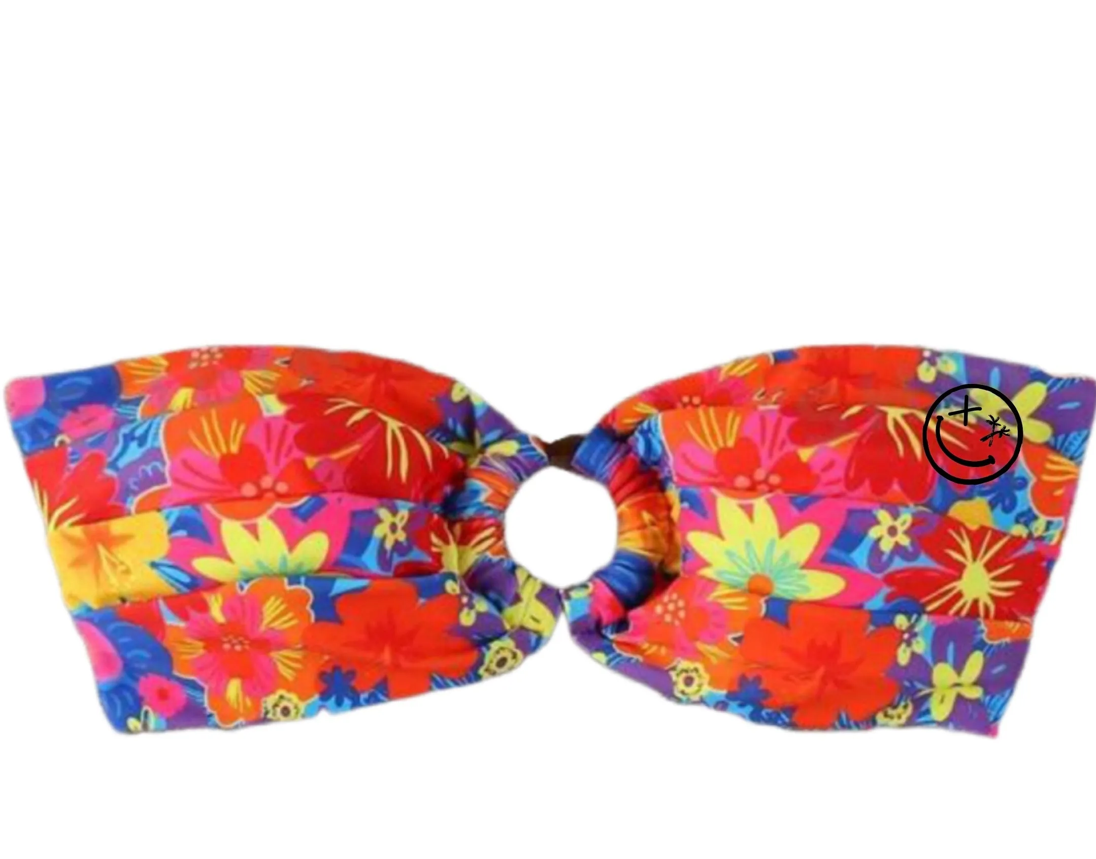 Salty Savage Ladies “Spliced Smile” Bandeau Floral Bikini Top