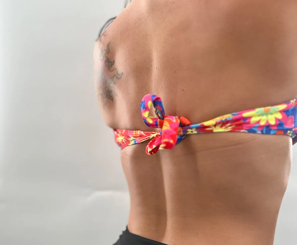 Salty Savage Ladies “Spliced Smile” Bandeau Floral Bikini Top
