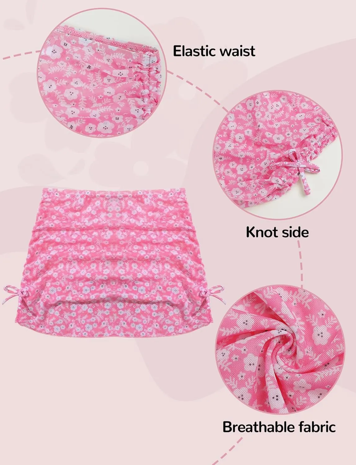 SEAUR Girls' Fashion Bikini Sets Cute 3 Piece Swimsuits V Neck Floral Printed Swimwear Beach Bathing Suit with Cover Up Skirt