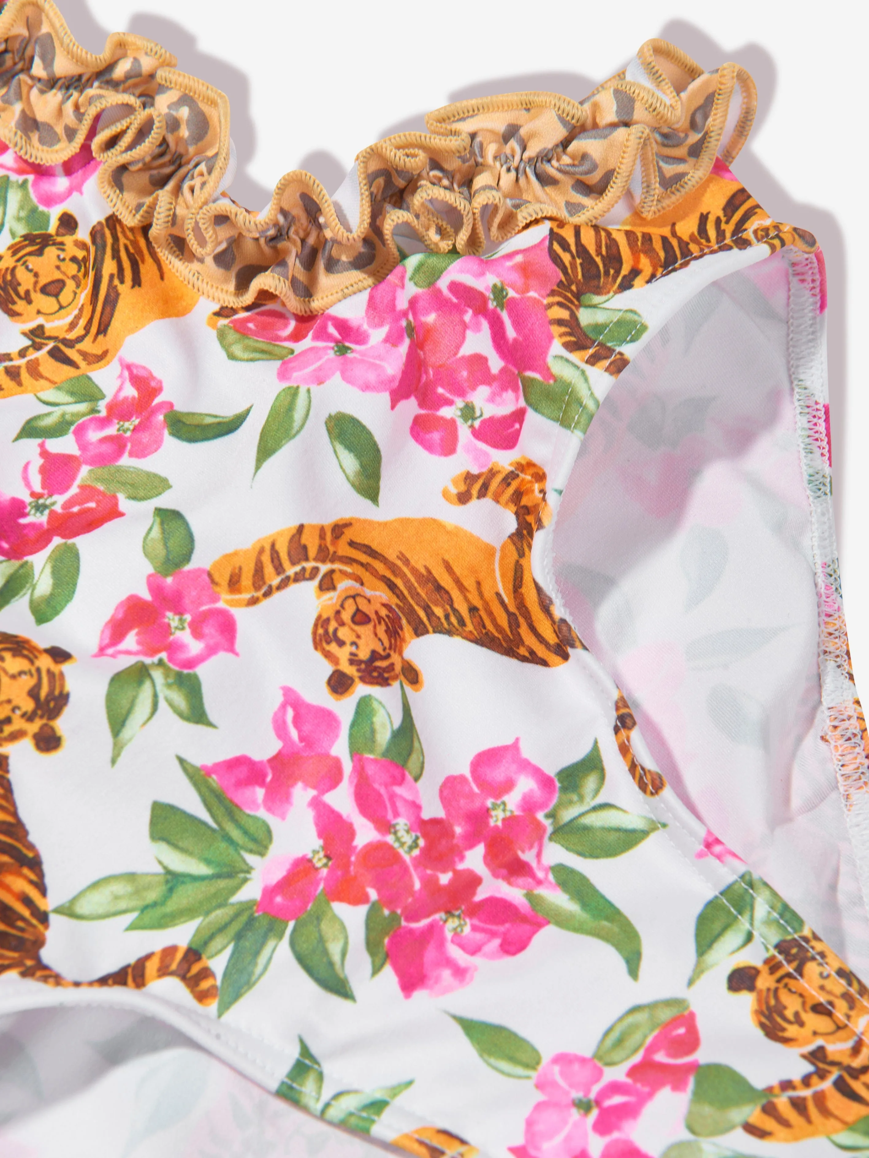 Selini Action Girls Floral Tiger Swimsuit in Multicolour