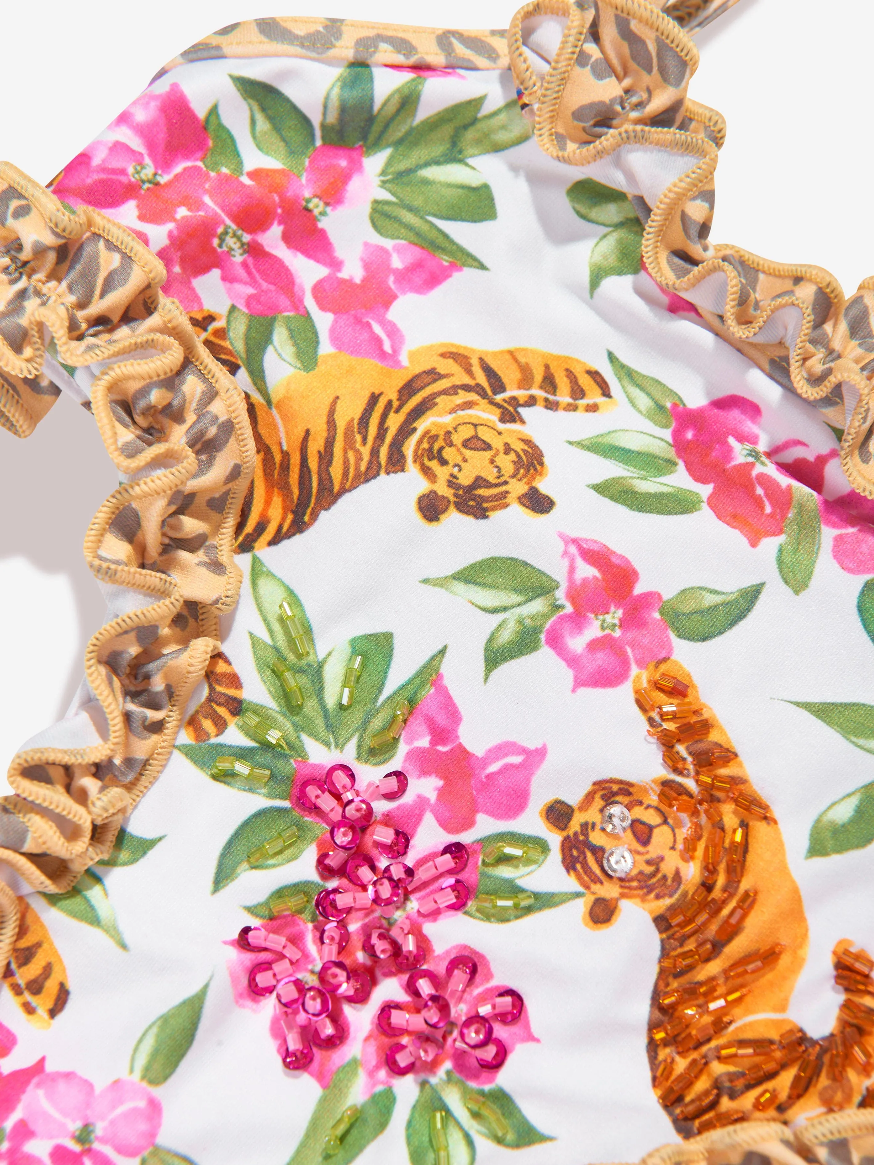 Selini Action Girls Floral Tiger Swimsuit in Multicolour