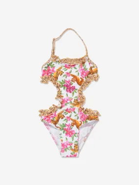 Selini Action Girls Floral Tiger Swimsuit in Multicolour