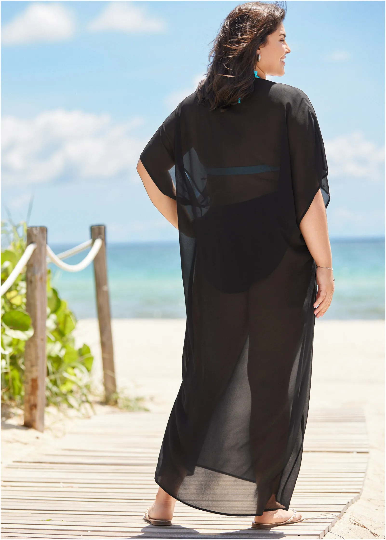 Sequin Maxi Caftan - Black Beauty
