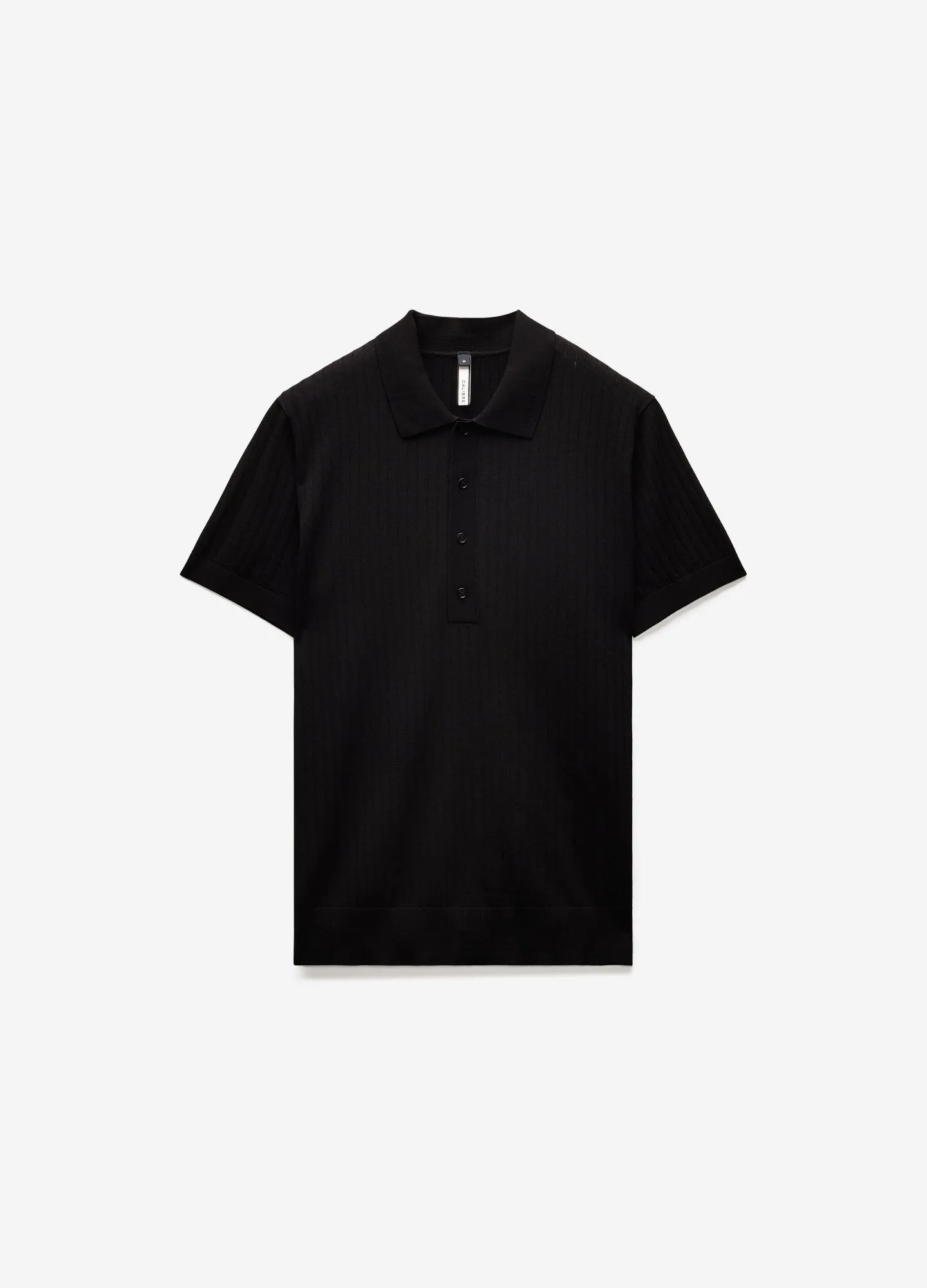 Sheer Stripe Polo Black