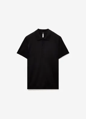 Sheer Stripe Polo Black