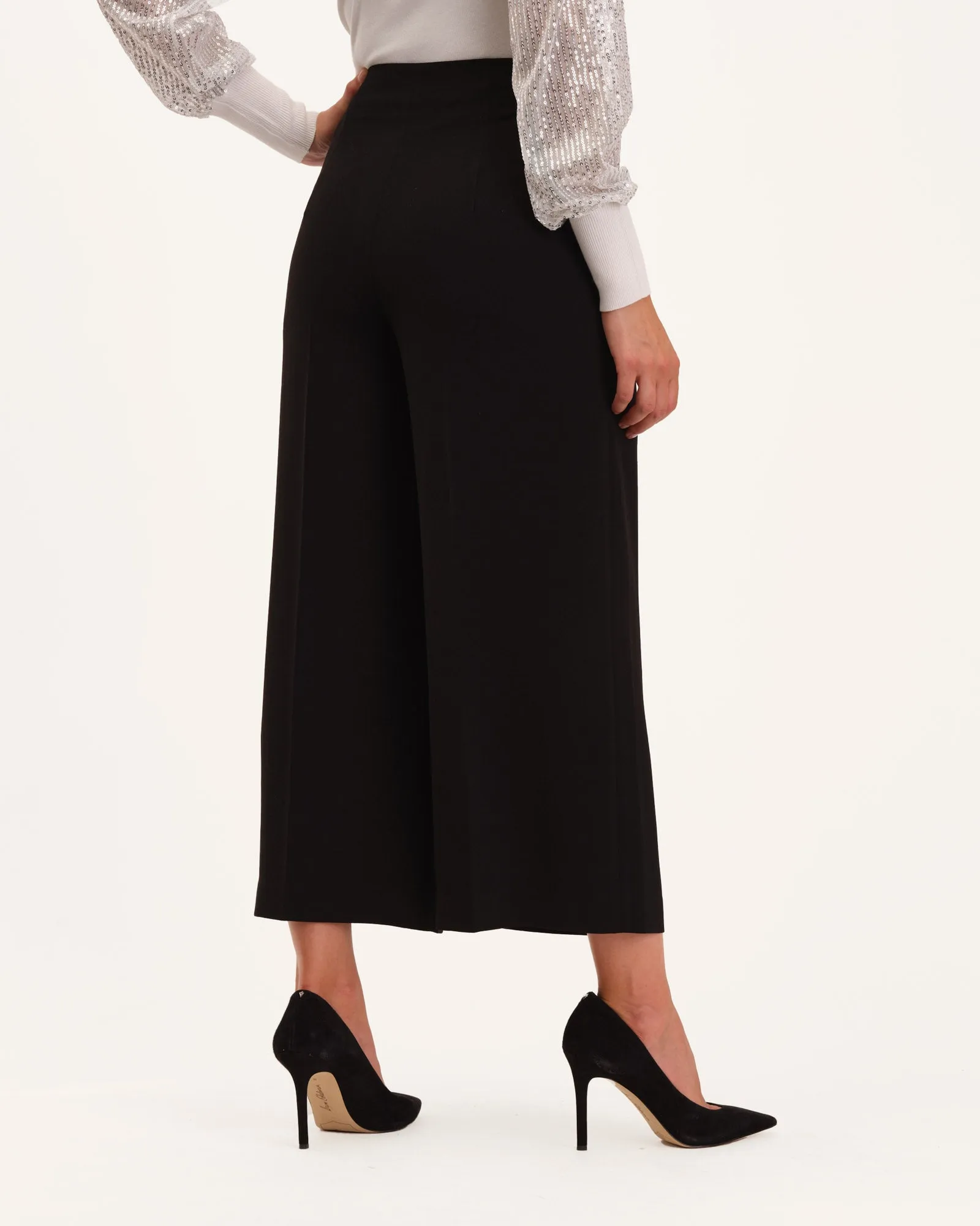 Side-Zip Woven Crepe Culottes