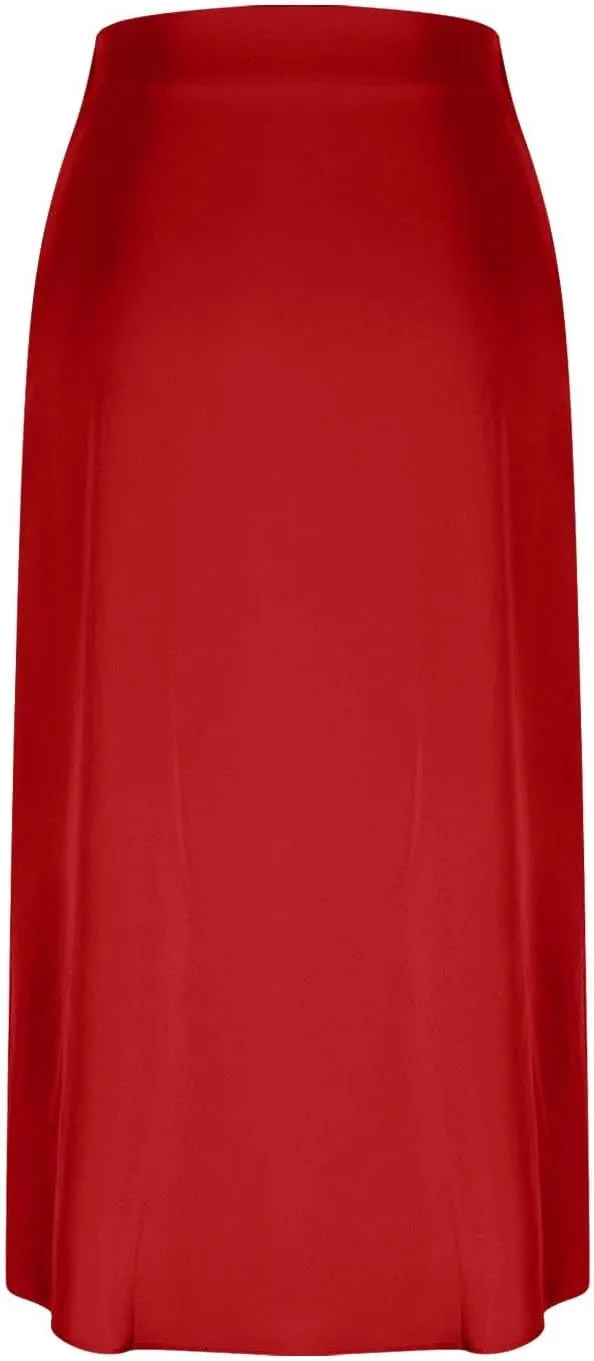 Silk Skirts for Women Satin High Waisted Midi Skirt Elegant A Line Skirt Business Casual Cocktail Party Dress 2025
