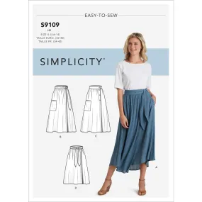 Simplicity Sewing Pattern S9109 Misses' Wrap Skirts In Various Lengths With Tie Options