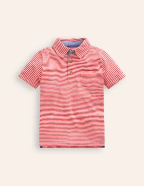 Slub Polo Shirt-Jam Red/ Vanilla Pod