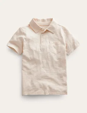 Slub Polo Shirt-Vanilla Pod White